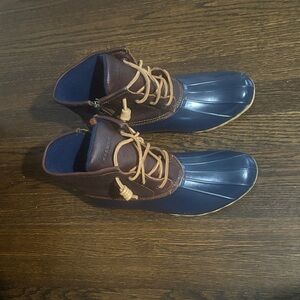 Sperry Navy and Brown Lace-Up Duck Boots